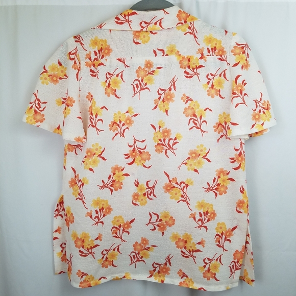 Rare Vintage 1960s 70s Floral Top Short Sleeve Tie Waist S Hand Home Sewn - Picture 6 of 7